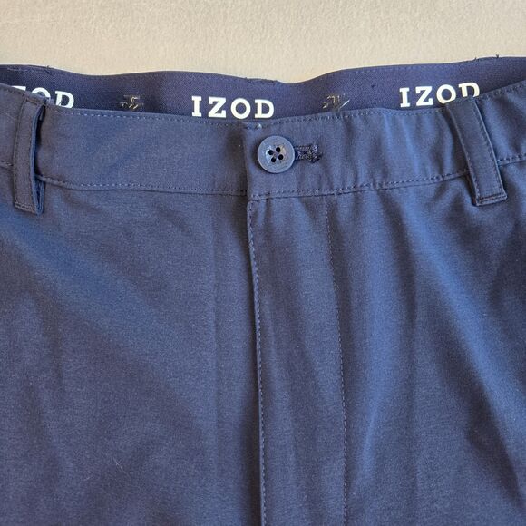 IZOD Golf Swing Flex Cargo Shorts Men's 36x8 Navy UV40 Stretch Performance - Picture 3 of 9